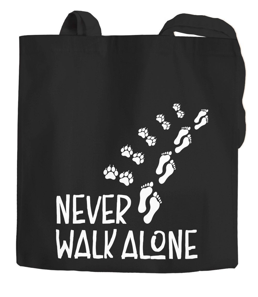MoonWorks Einkaufsshopper Jutebeutel Never walk alone Hund Pfoten Hundepfoten Pfotenabdrücke