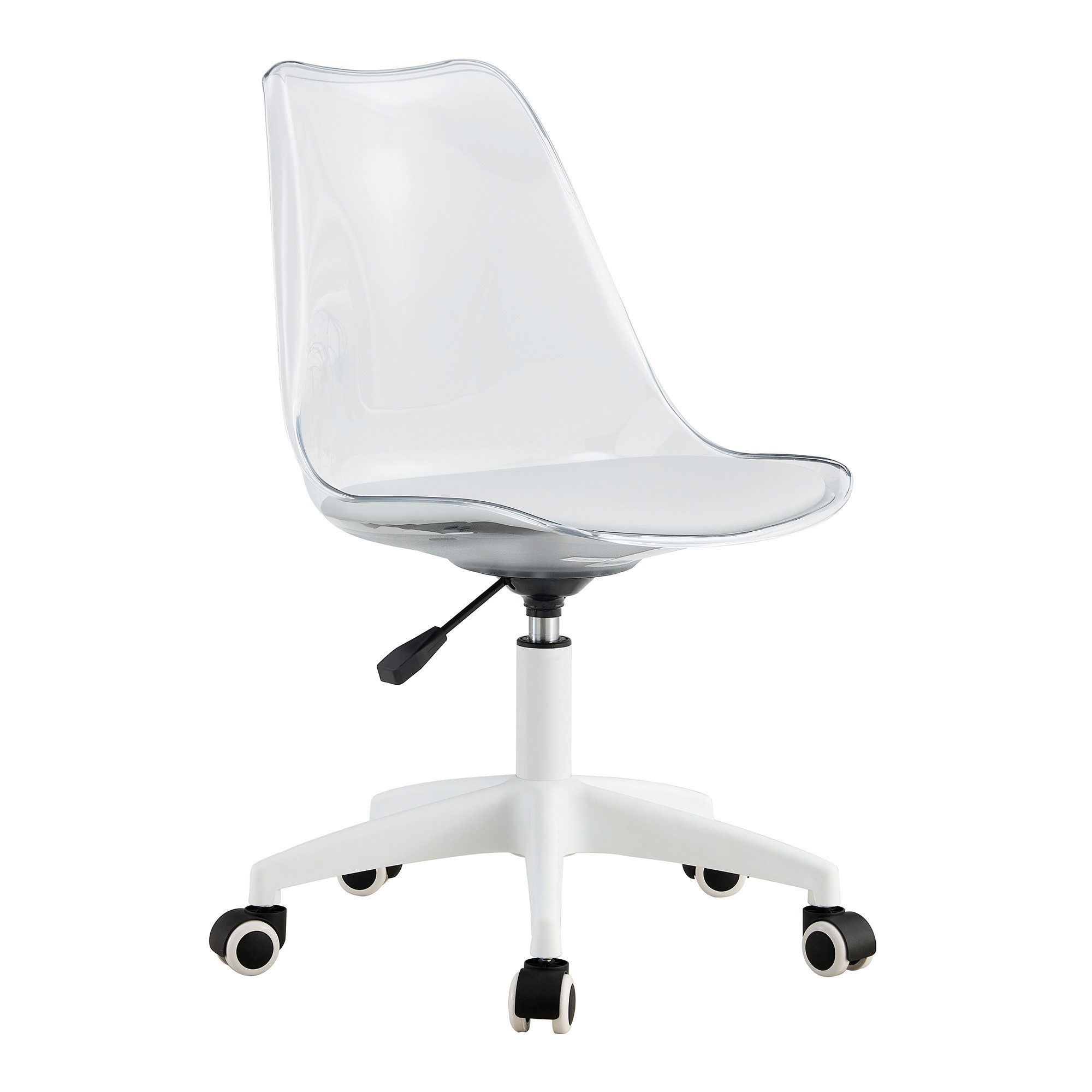 JUFU Drehstuhl mit transparenter Acryllehne, skandinavisches Minimal-Design (1 St), ergonomischer Bürostuhl mit PU-Polster, höhenverstellbar – Bild 3 von 5