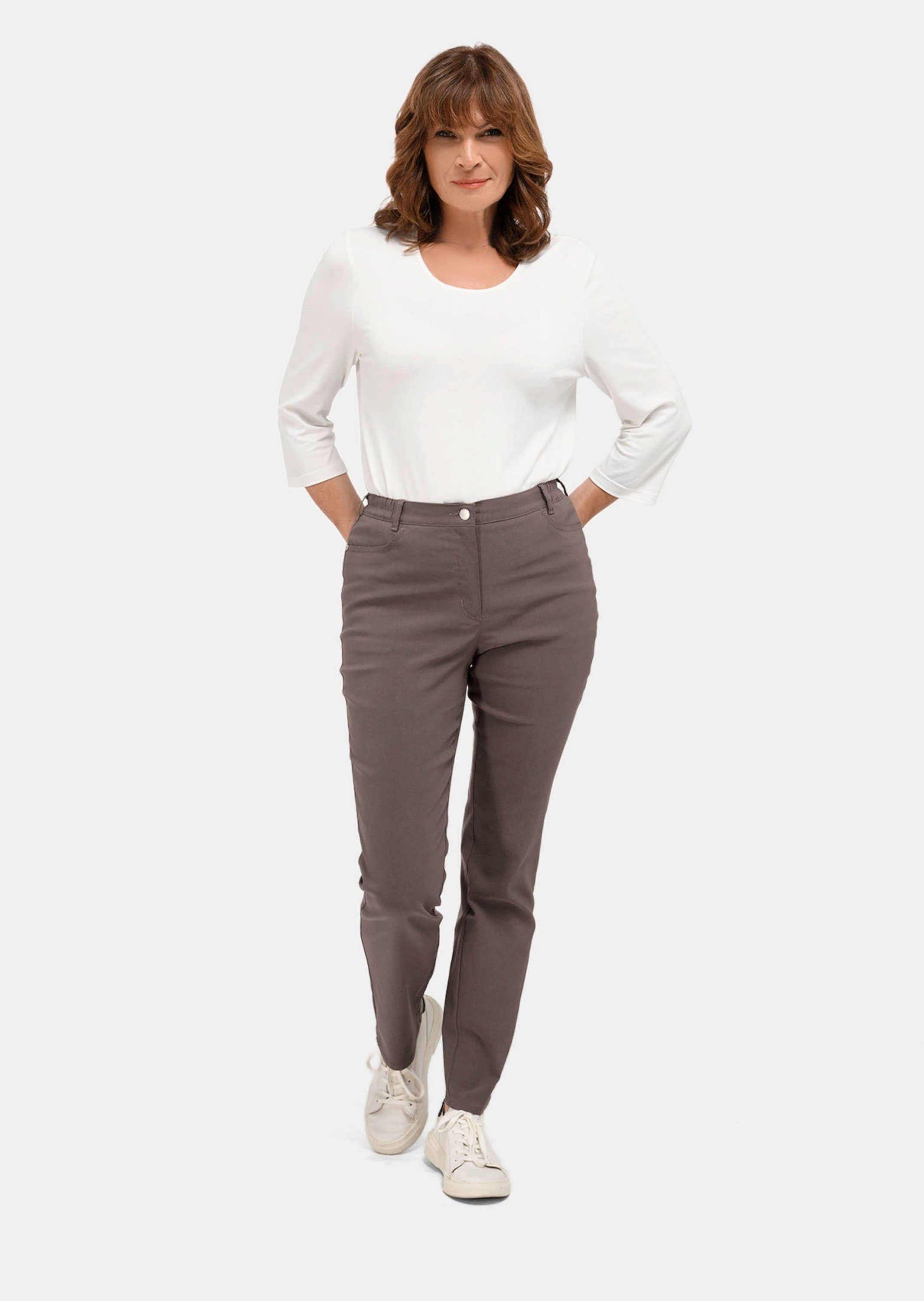 GOLDNER Stoffhose Kurzgröße: Perfekte Super-Stretch-Hose CARLA taupe