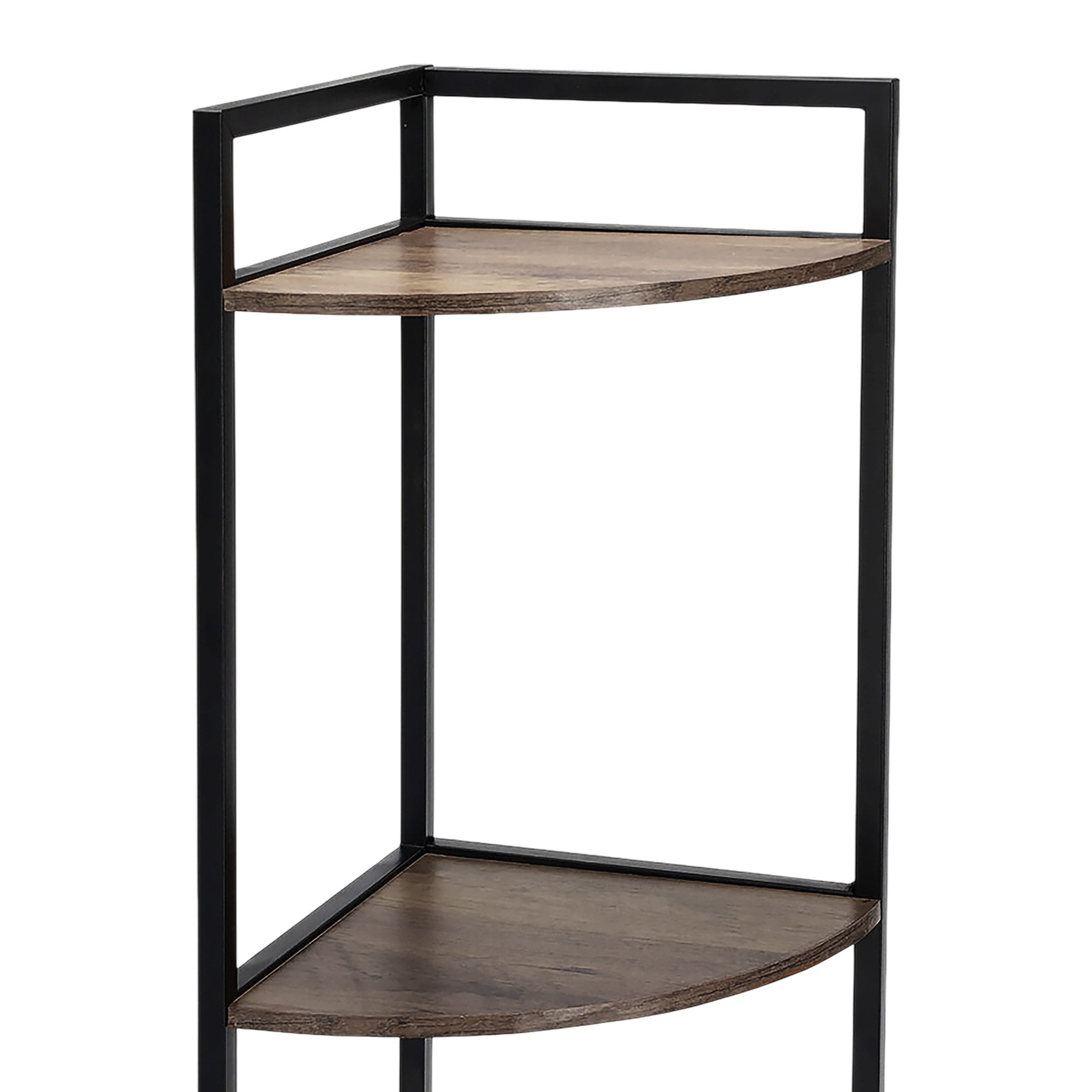 Spetebo Eckregal Standregal freistehend mit 3 Ablagen aus Holz, Anzahl 1-tlg., Metall Standregal mit 3 Holzfächern