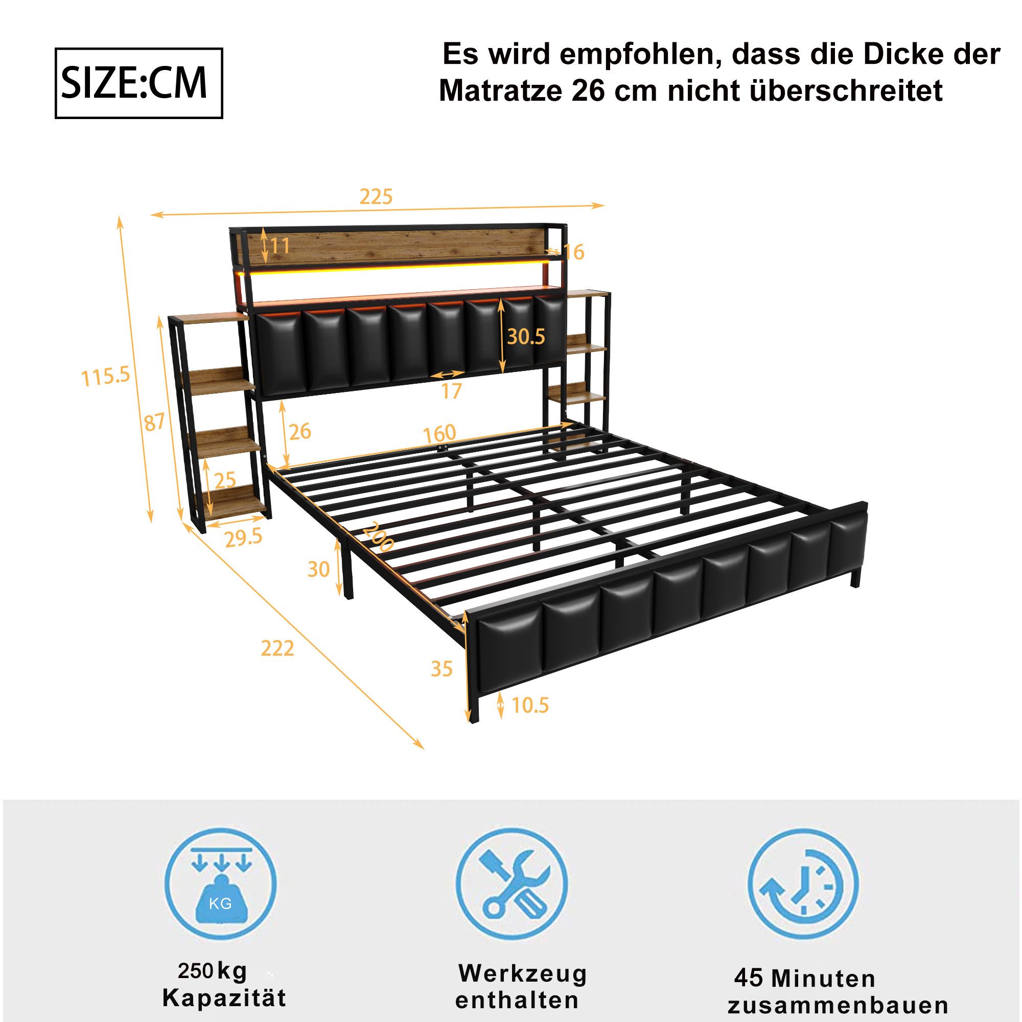 Ulife Polsterbett Doppelbett Jugendbett Eisenbett Stauraumbett günstig online kaufen
