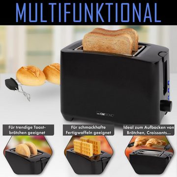 CLATRONIC Toaster 2-Scheiben Toastautomat Zweischeibentoaster, 750,00 W, mit abnehmbarem Brötchenaufsatz und Krümelschublade