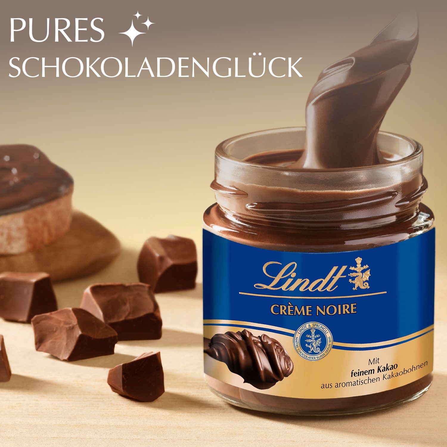 LINDT Schokolade Kakaocreme Brotaufstrich Schokolade Kakaoaufstrich Frühstück Glas, 1 x 220 g, 1 St.