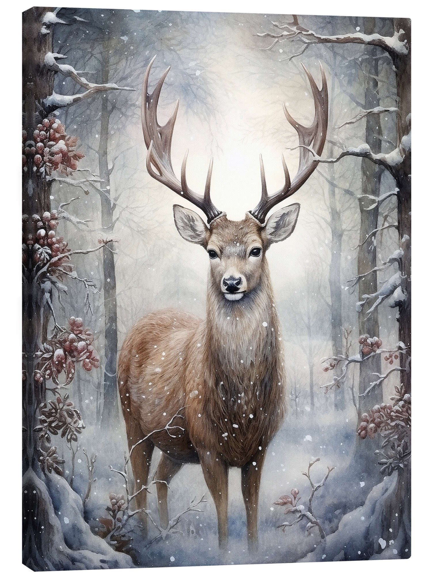 Posterlounge Wandbild Hirsch im Weihnachtswald, Olga Telnova, erhältlich al günstig online kaufen