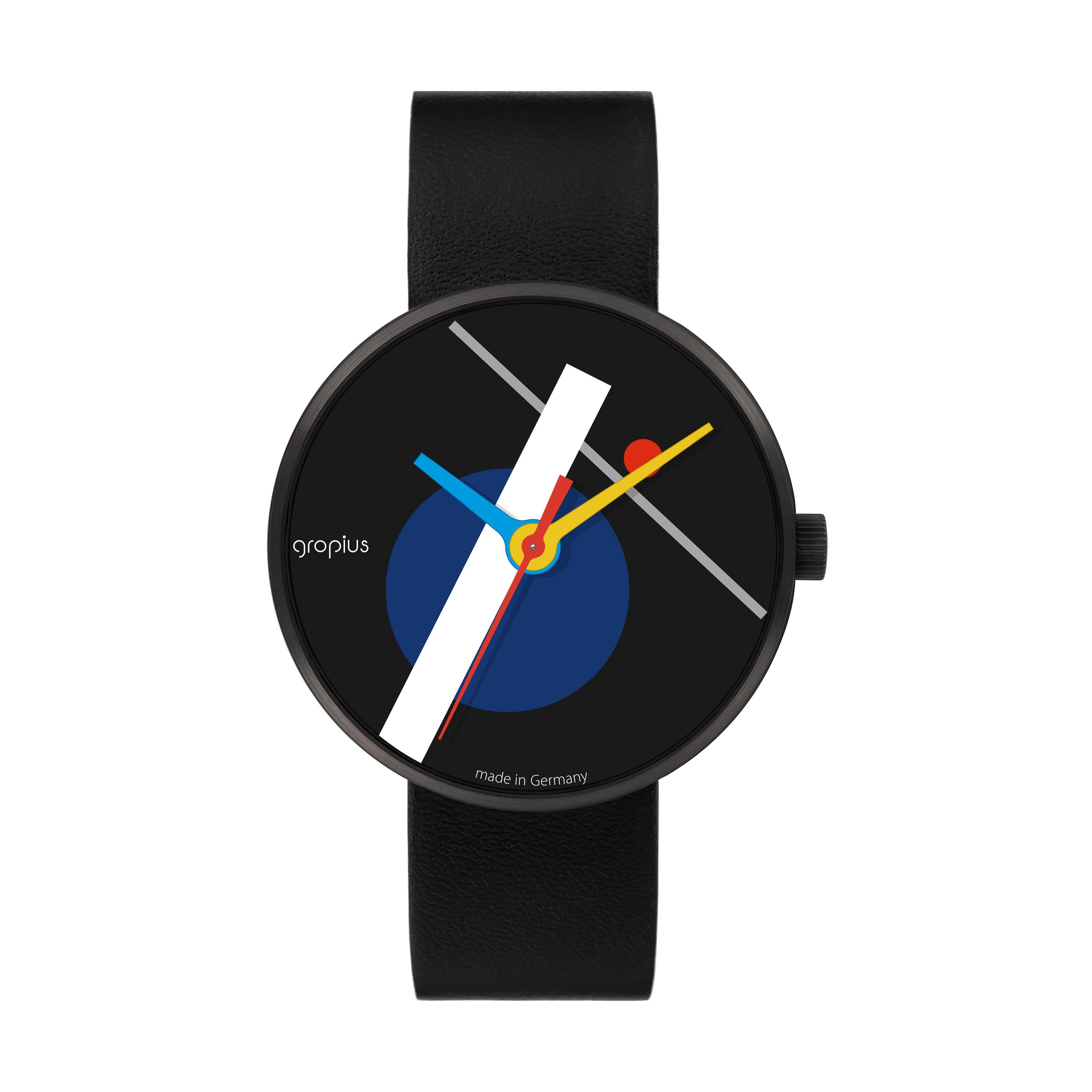 Walter Gropius Quarzuhr Made in Germany, Saphirglas, Forum Moholy Nagy - WG 021-02, Designeruhr, Lederarmband mit Easy-Release System, Edelstahlgehäuse