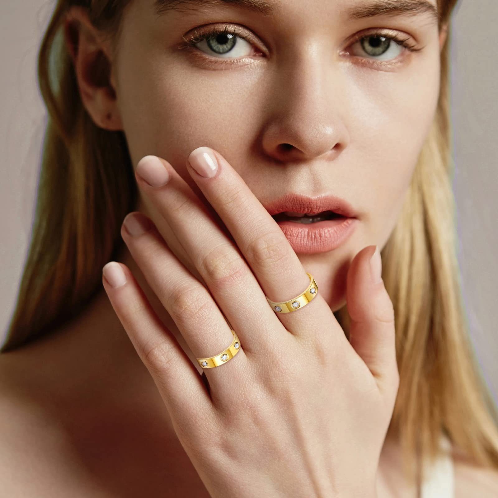 Sterlingsilber Frauen Mode Ring, Damen Trend POCHUMIDUU aus für Zirkonia Silberschmuck Gold 925er Fingerring