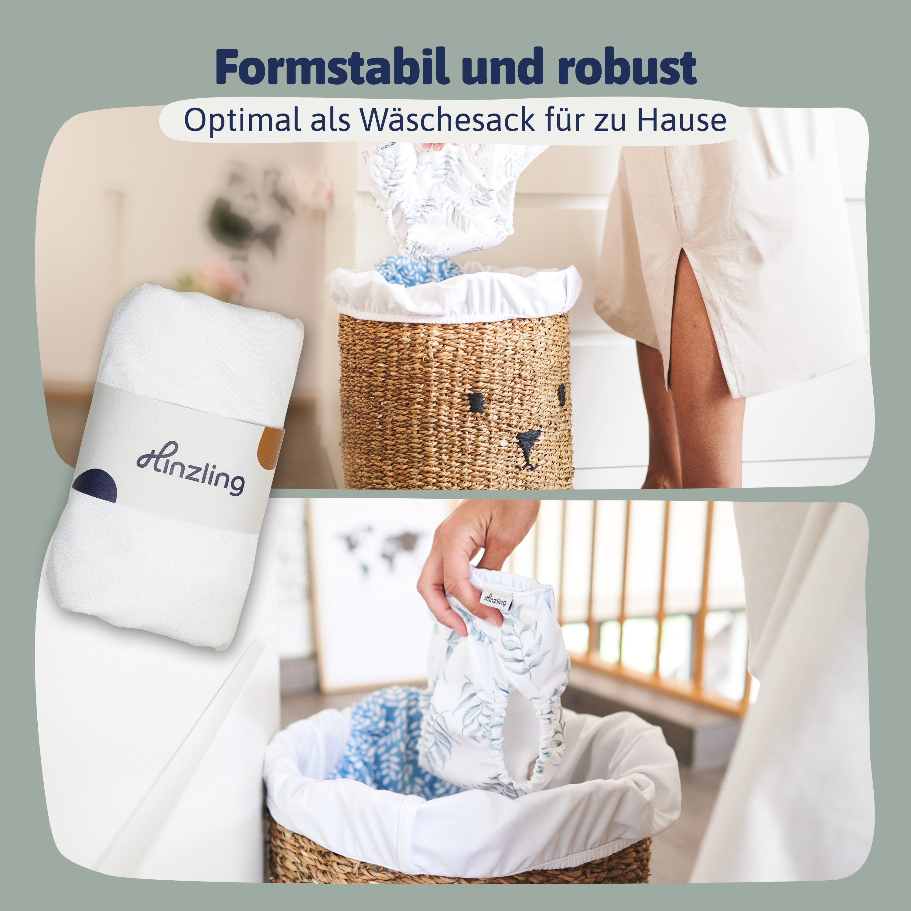 Hinzling Wäschesack / Pail Liner – Wiederverwendbarer Windelbeutel 62x62cm – Washbag
