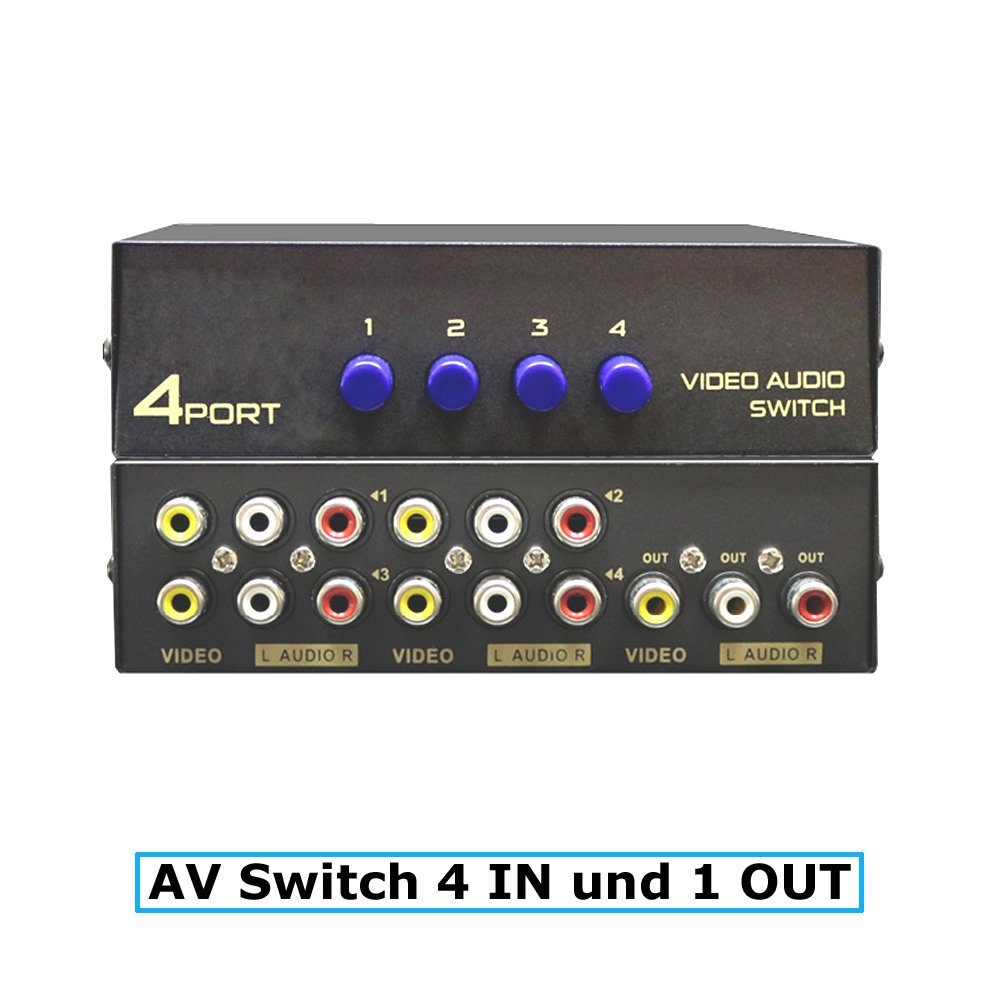 / Splitter Switch Audio Box Video Audio Selector 4*Weg Umschalter E32C Bolwins RCA Video Matrix-Switch AV