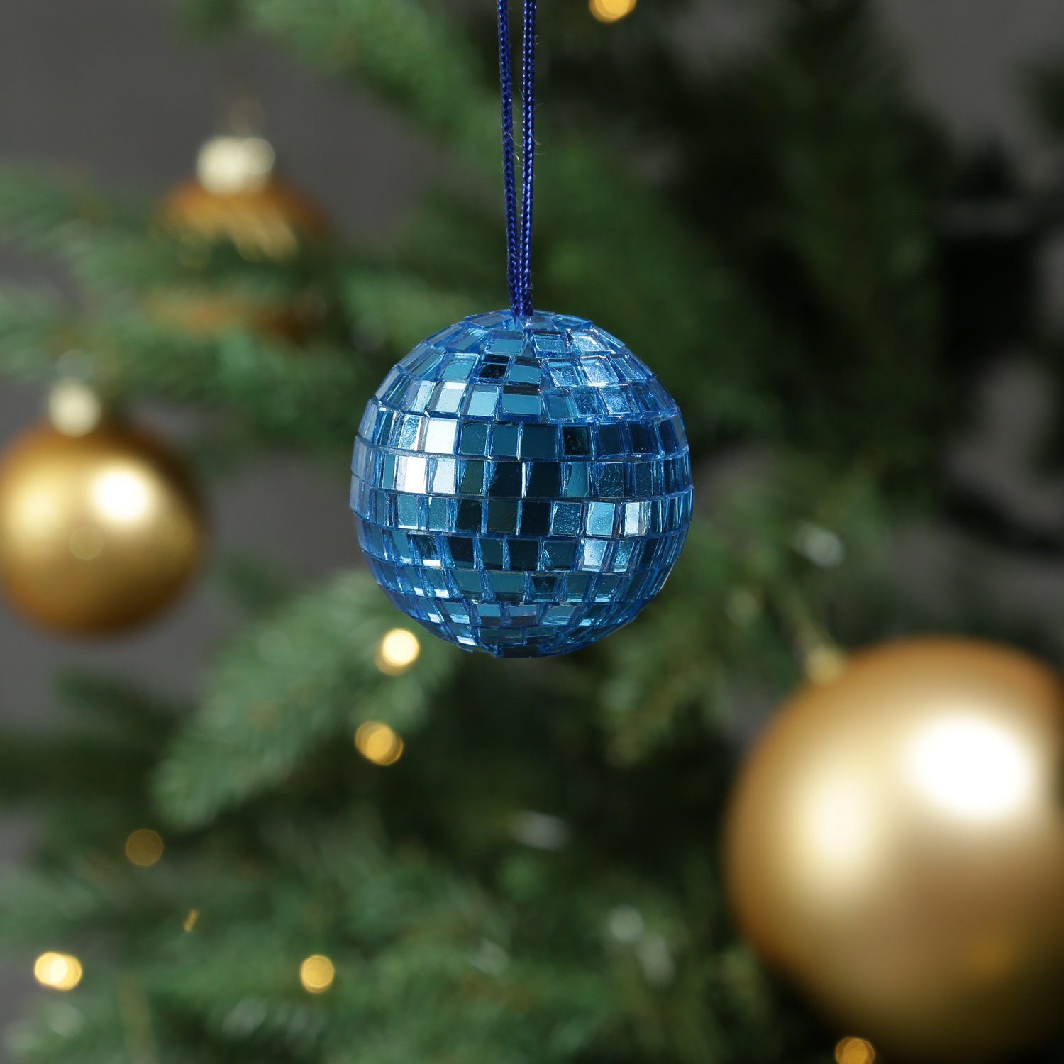 MARELIDA Christbaumschmuck Weihnachtsbaumschmuck Discokugel Spiegelkugel Baumkugel D: 5cm blau