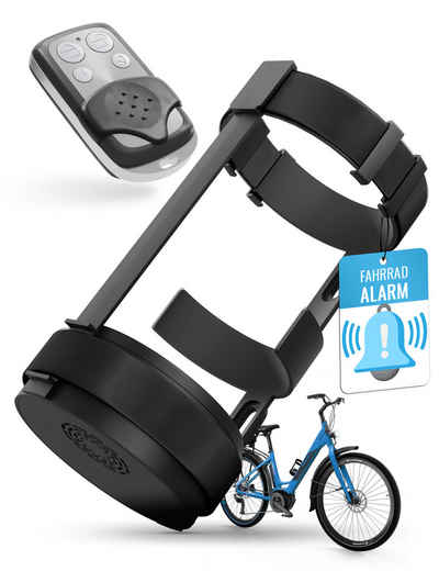 Parkwächter Fahrradalarm mit Universal Flaschenhalter Fahrrad-Alarmanlage (Wasserfeste Fahrradhalterung in schwarz)