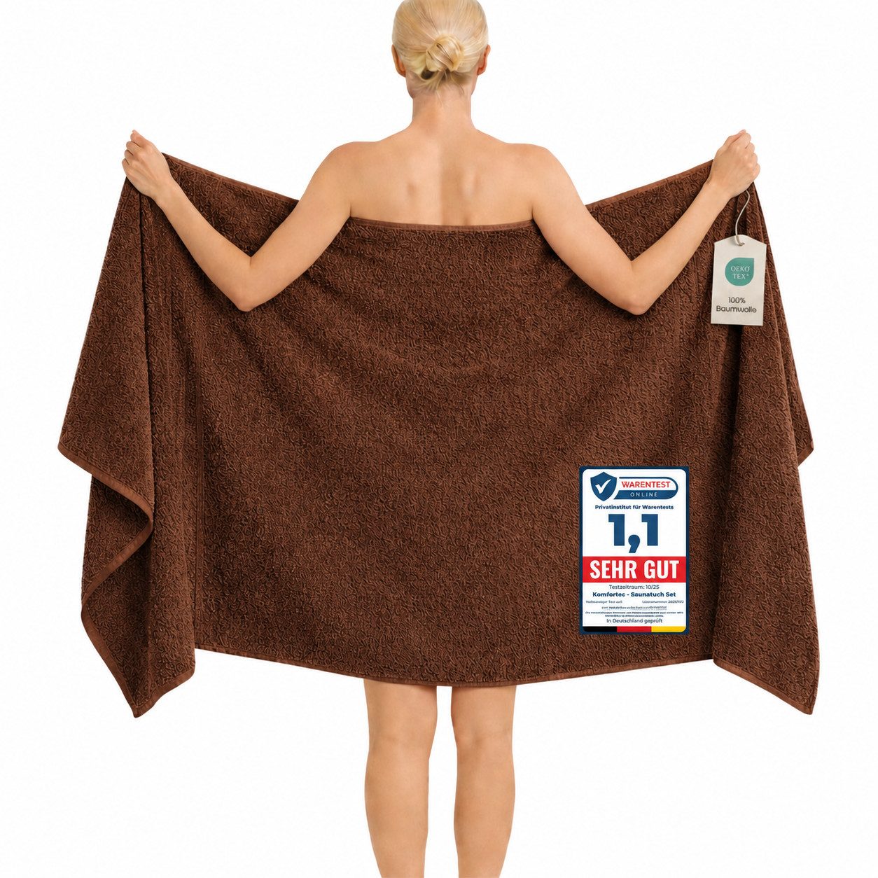 Komfortec Saunatuch 100x200 cm Badetuch aus 100% Baumwolle, Frottee (1-St), extra Große, Schnelltrocknend