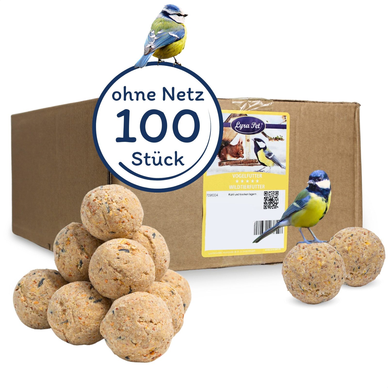 Lyra Pet 100 Stk. Lyra Pet® Meisenknödel Basic ohne Netz à 90 g = 9 kg, 100St.