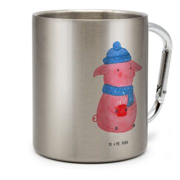 Mr. & Mrs. Panda Tasse Schweinchen Glühwein - Transparent - Geschenk, Becher, Weihnachtsmark, Edelstahl, Stilvolle Motive