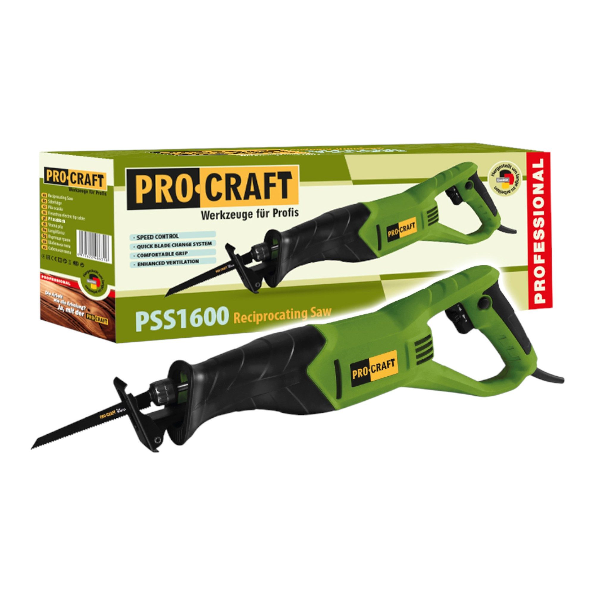 PRO CRAFT Reciprosäge Procraft PSS1600 Säbelsäge 800 Watt + Sägeblatt