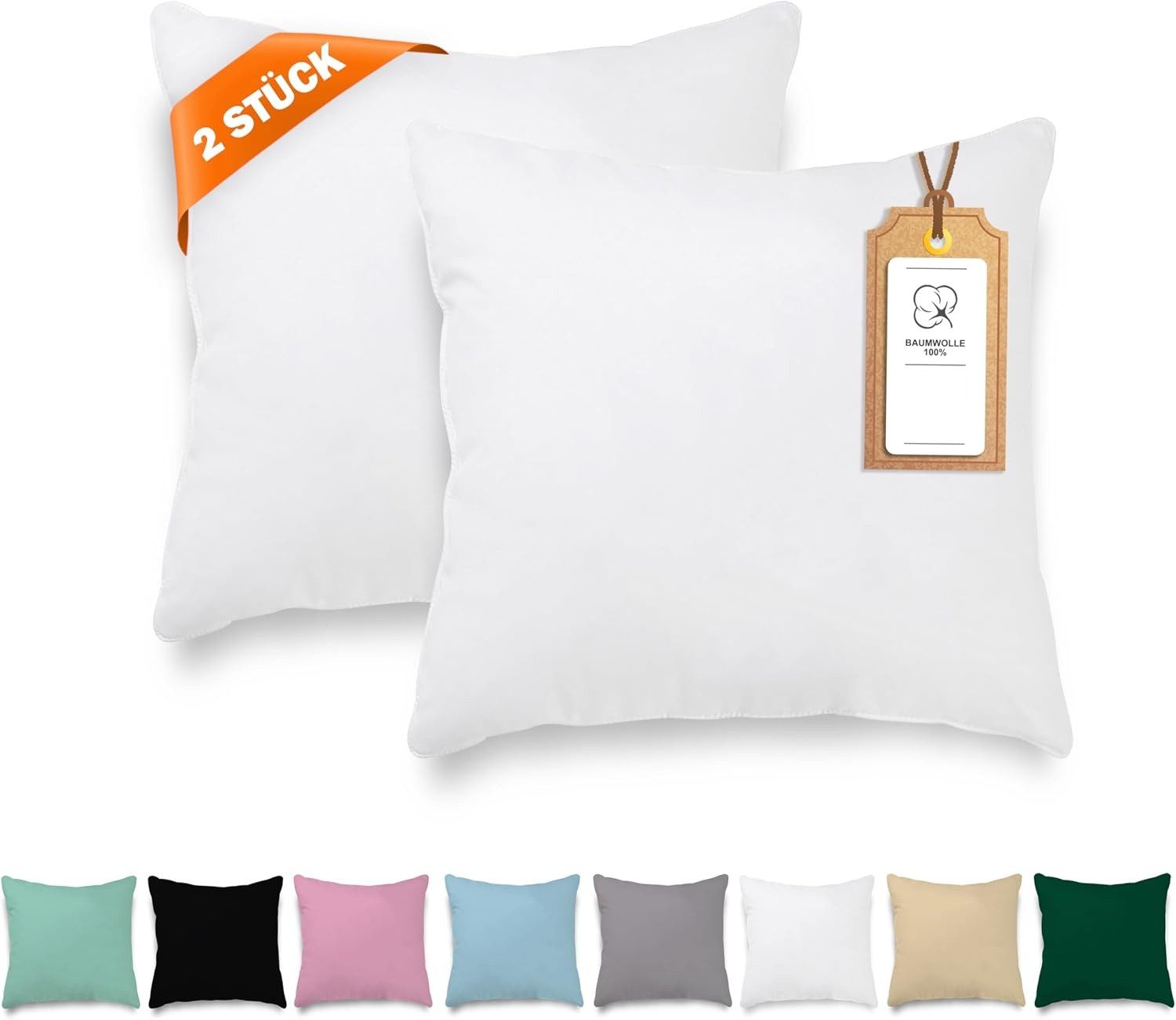 Veluna Home Kissenbezug 40x40cm - 100% Baumwolle(2er-Set) - Dicht gewebt mit 57 Fäden/cm², (2 Stück)