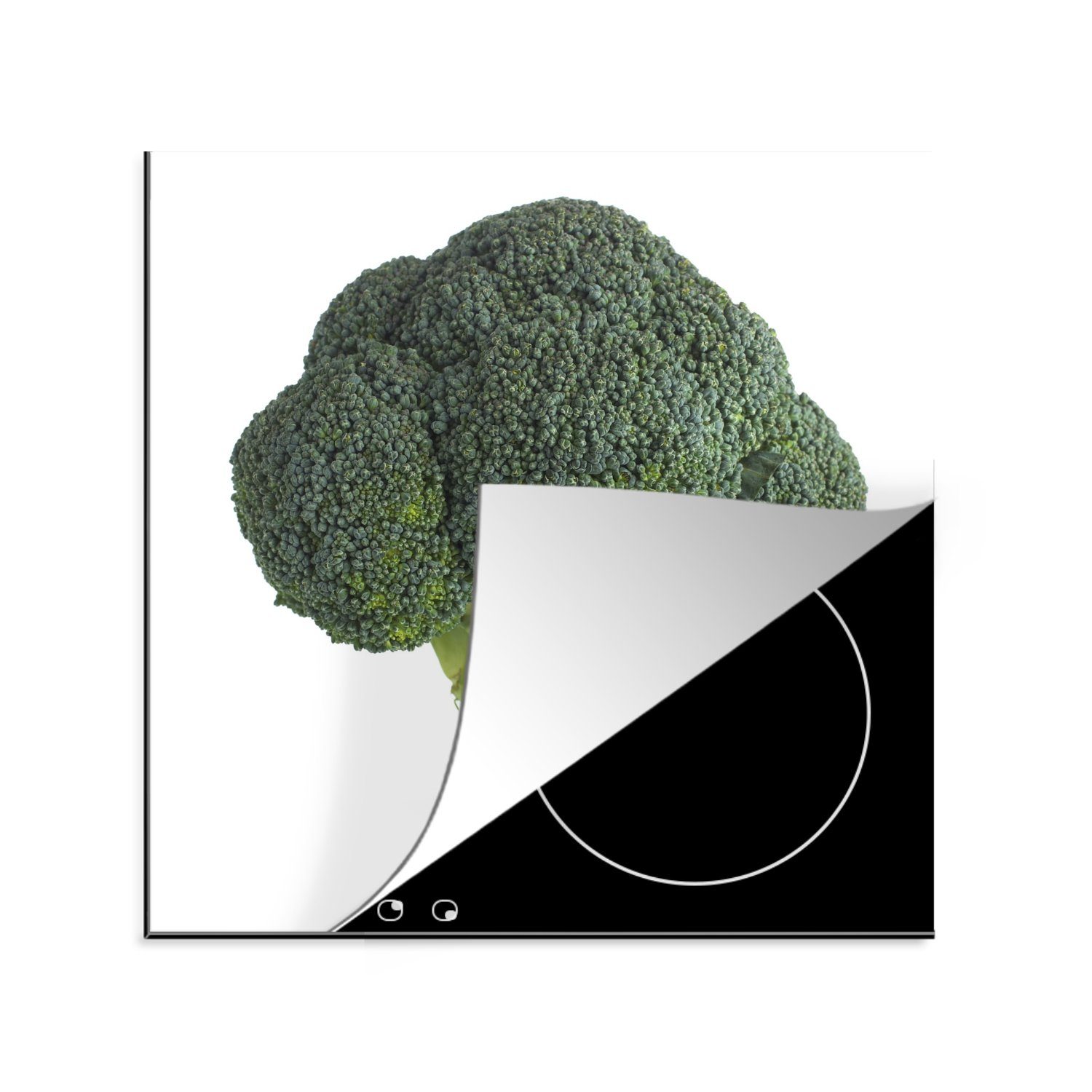 MuchoWow Herdblende-/Abdeckplatte Brokkoli vor einem weißen Hintergrund, Vinyl, (1 tlg), 78x78 cm, Ceranfeldabdeckung, Arbeitsplatte für küche