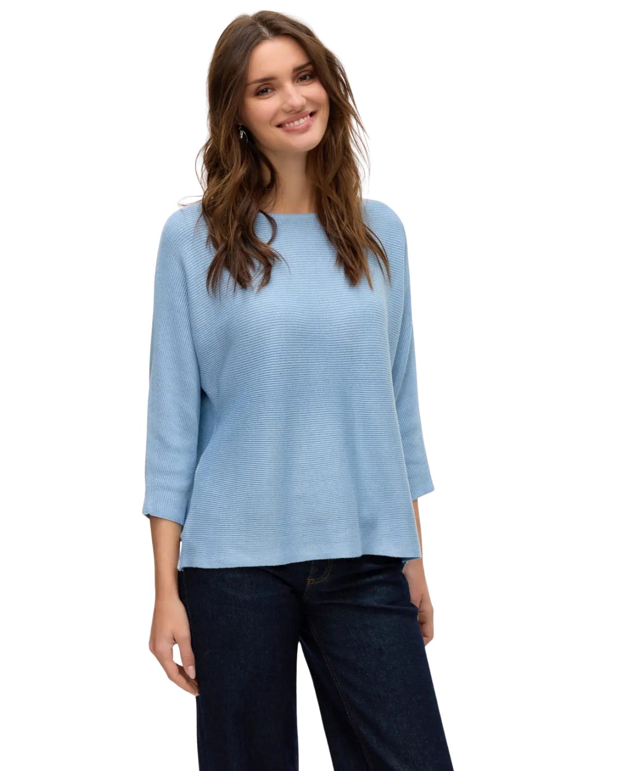 Vero Moda 3/4-Arm-Shirt weicher Feinstrick Pullover mit Fledermausärmel lässig und feminin