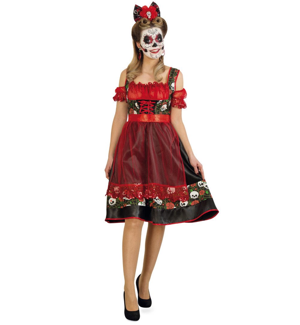 Kostüm Damen Totenkopf Kleid Mexikanischer Totentag Día de los Muertos