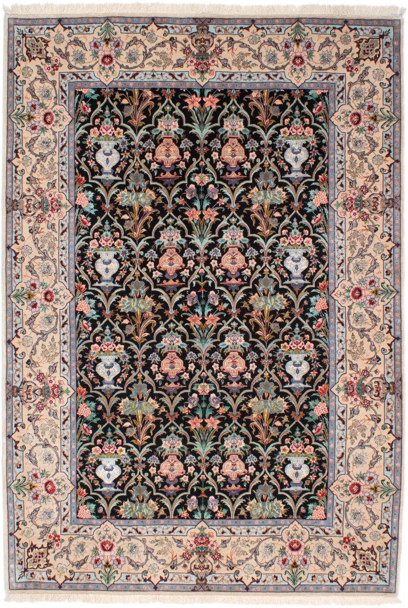 Orientteppich Isfahan Seidenkette 155x232 Handgeknüpfter Orientteppich, Nain Trading, rechteckig, Höhe: 6 mm