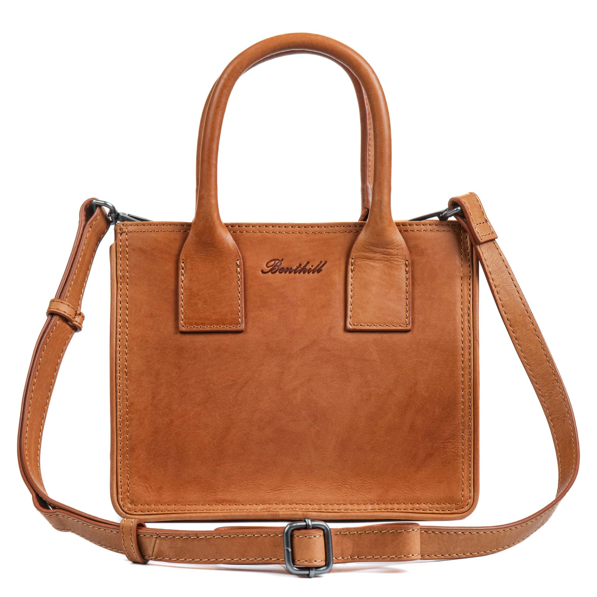 Benthill Henkeltasche Damen Echt Leder Tasche Henkeltasche Handtasche Frauen Schultertasche, Reißverschlussfach