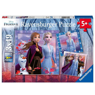 Disney Frozen Puzzle »Kinder Puzzle Box Disney Frozen II Eiskönigin 3 x 49 Teile Ravensburger«, 49 Puzzleteile