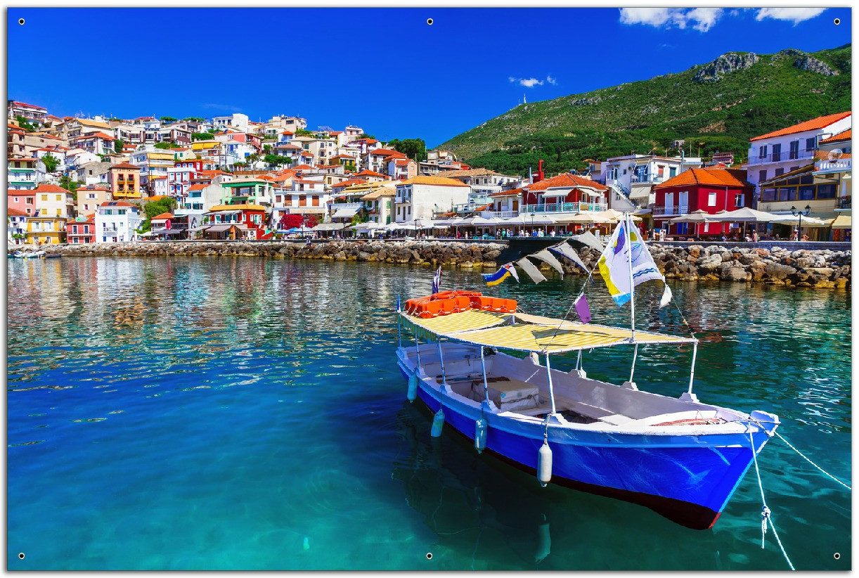 Wallario Sichtschutzzaunmatten Fischerboot im Hafen