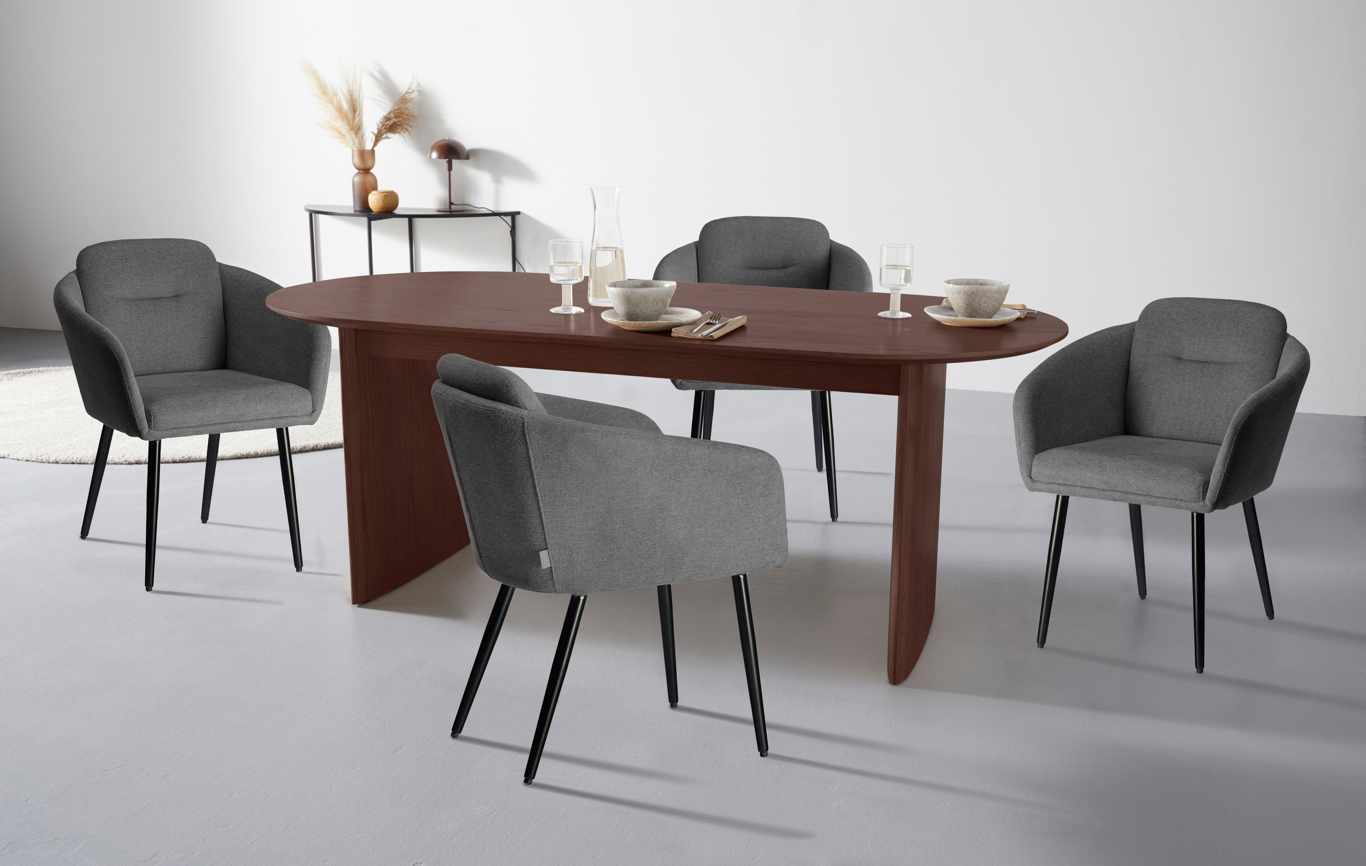 LeGer Home by Lena Gercke Esszimmerstuhl Fleur (Set, 2 St), Strukturstoff, ergonomisches Design, gesteppte Rückenlehne
