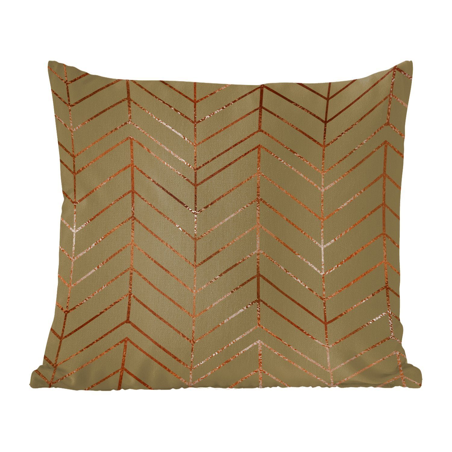 MuchoWow Dekokissen Muster - Luxus - Bronze - Grün, Zierkissen mit Füllung für Wohzimmer, Schlafzimmer, Deko, Sofakissen
