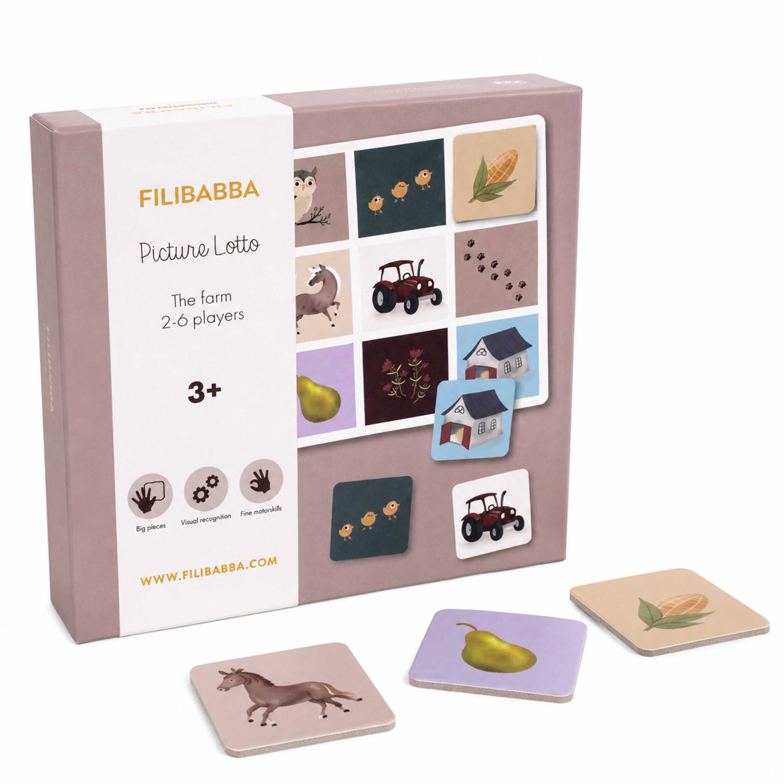 FILIBABBA Spiel Filibabba Bauernhof-Lotto – Lernspiel & Bildlotto ab 3 Jahren, Lotto, Lotto, Kinderspiel