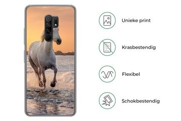 MuchoWow Handyhülle Pferde - Sonne - Meer - Strand - Tiere, Phone Case, Handyhülle Xiaomi Redmi 9, Silikon, Schutzhülle