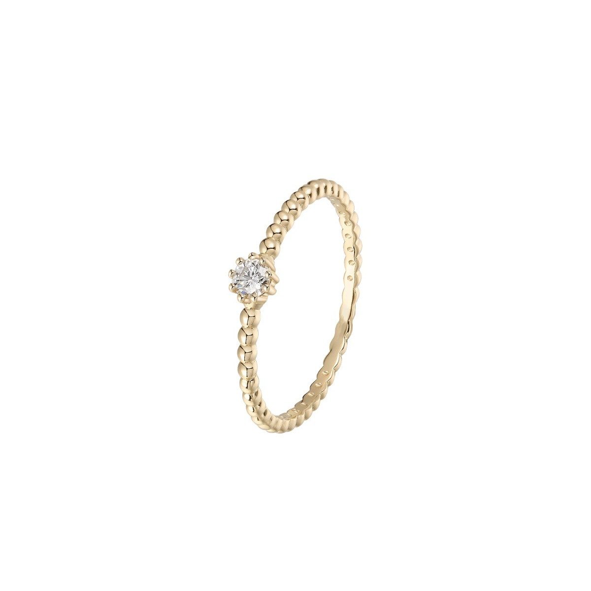 XENOX Diamantring Diara Ring Dots Lab Grown Diamant 0,1 ct 585er Gelbgold DS2053G Gr. 54
