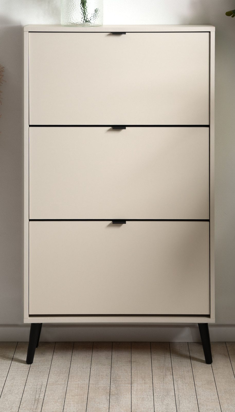 Furn.Design Schuhkipper Aldan (Schuhschrank in Samt, 70 x 125 cm), mit 3 Klappen / 6 Schuhfächer