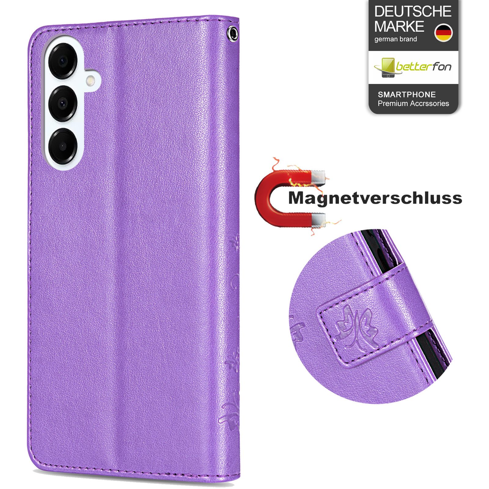 betterfon Handyhülle Handytasche für Samsung Galaxy A17 5G Klapphülle mit Kartenfächern, Bookstyle-Hülle mit Magnetverschluss, Smartstand & Kunstleder