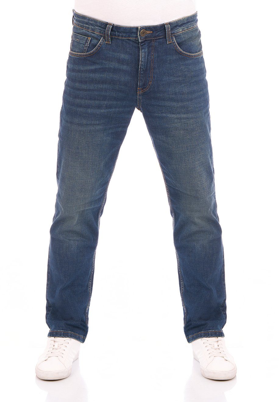 TOM TAILOR Straight-Jeans Herren Jeanshose Marvin Regular Fit Denim Hose mit Stretch Stone Blue Denim Tint (10147)