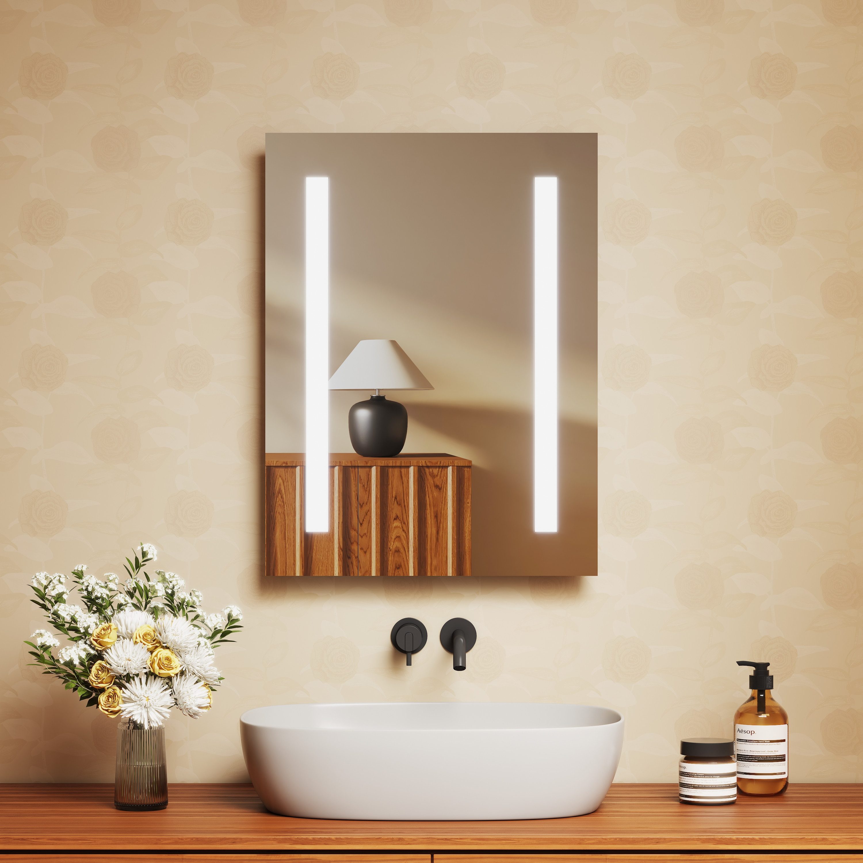 Badspiegel Wandschalter LED Wandspiegel mit Beleuchtung Modell 01