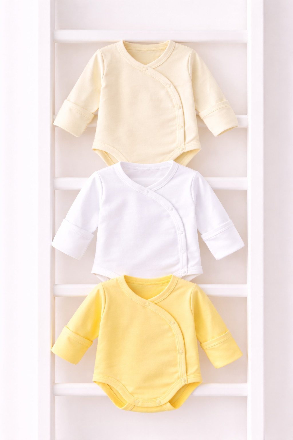 La Bortini Langarmwickelbody Baby Bodys mit Kratzschutz Langarmbody Body Langarm 3er Set (3-tlg Set für Neugeborene Jungen und Mädchen, neutral, unisex)