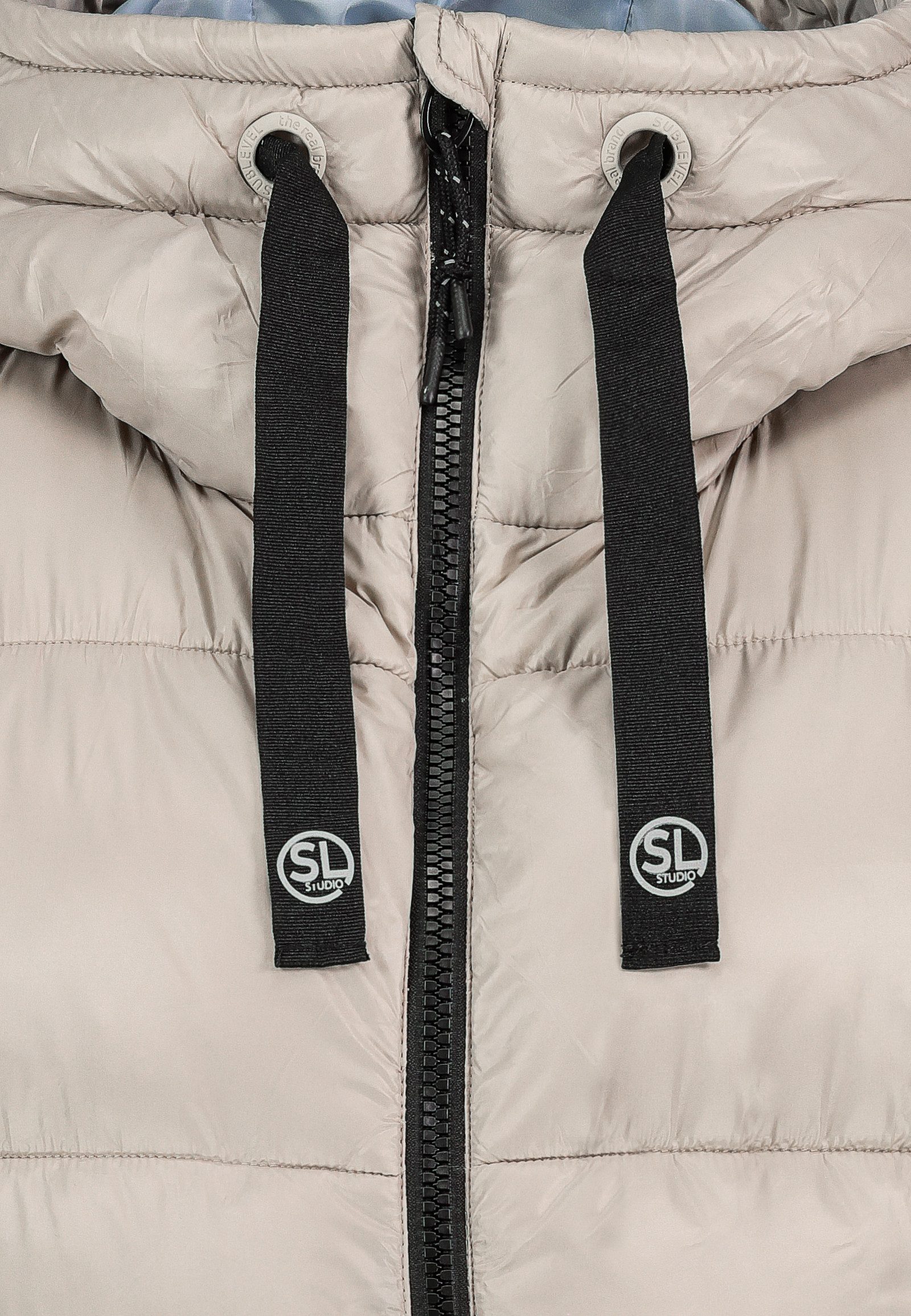 SUBLEVEL Steppweste Damen mit Kapuze Waistcoat lange Winter Weste Bodywarmer Waistcoat