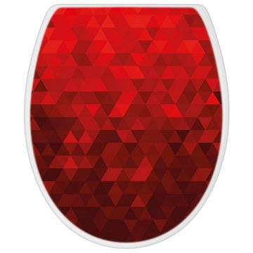 banjado WC-Sitz Motiv Dreiecke Rot (umweltfreundliches Material, integrierte Scharniere), ‎44 x 37 x 5cm