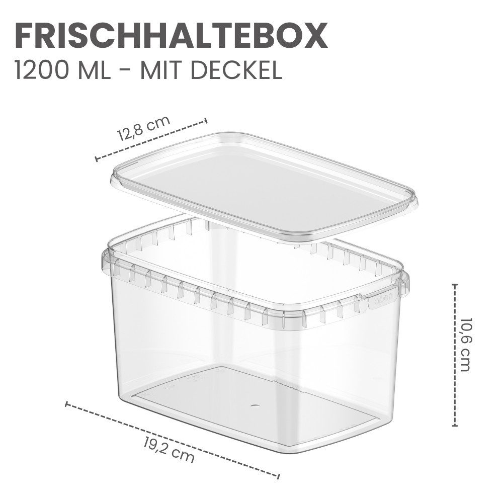 mikken Frischhaltedose Gefrierdose 1800 ml mit Frischhaltedose mit Deckel, (Spar-Set, 10-tlg., 10er bis 100er Set), stapelbar, luftdicht, verschiedene Set-Größe – Bild 4 von 4