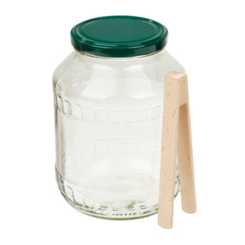 Haushalt International Einmachglas Gurkenglas mit Zange ca. 2650ml aus Glas, (1-tlg)