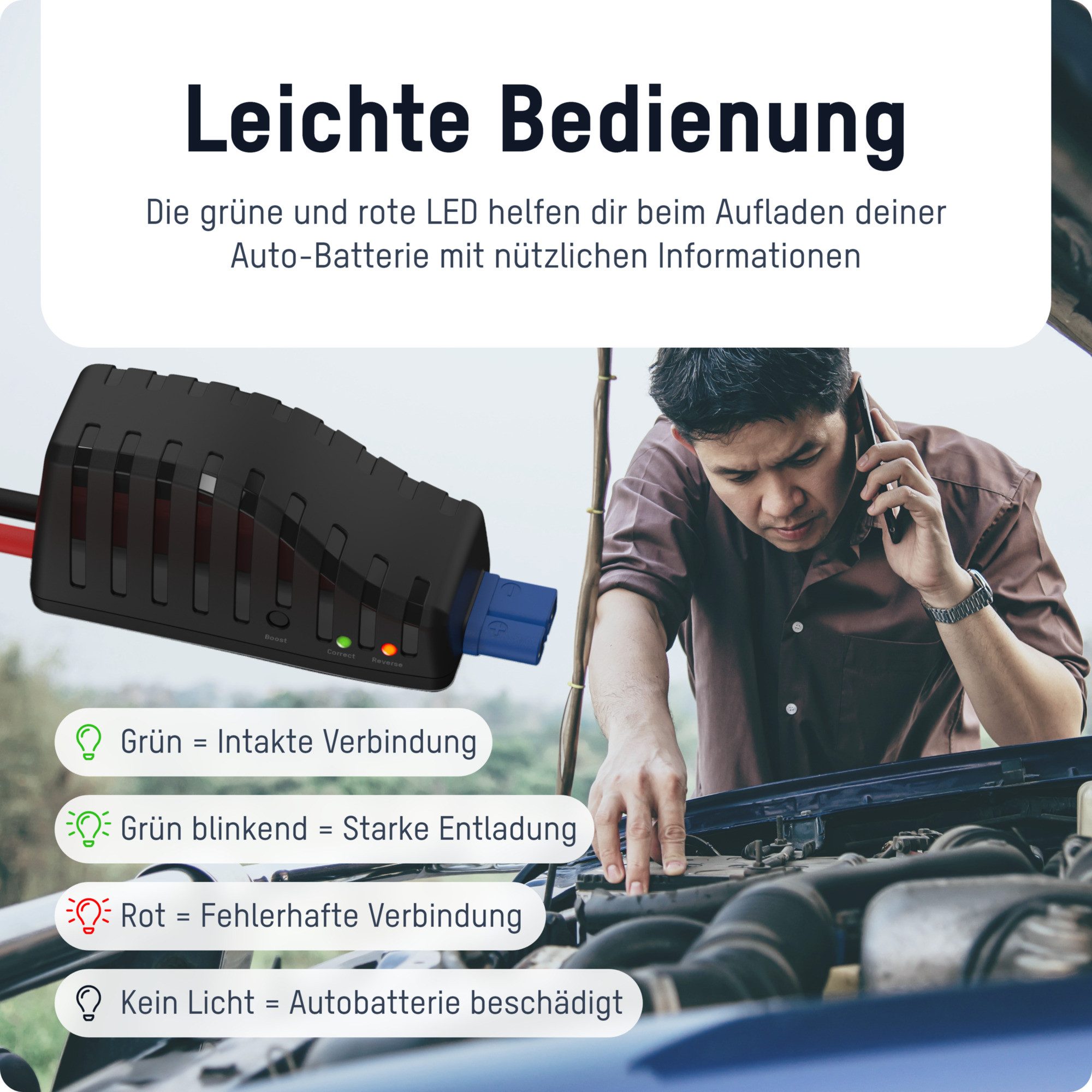 ANSMANN AG Starthilfeadapter für Powerstations / Überbrückungskabel für Pkw Powerstation