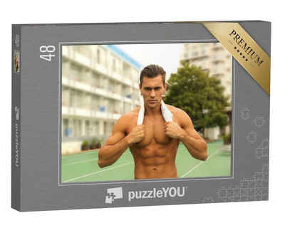 puzzleYOU Puzzle Fitness-Malemodel mit nacktem Oberkörper, 48 Puzzleteile, puzzleYOU-Kollektionen Erotik