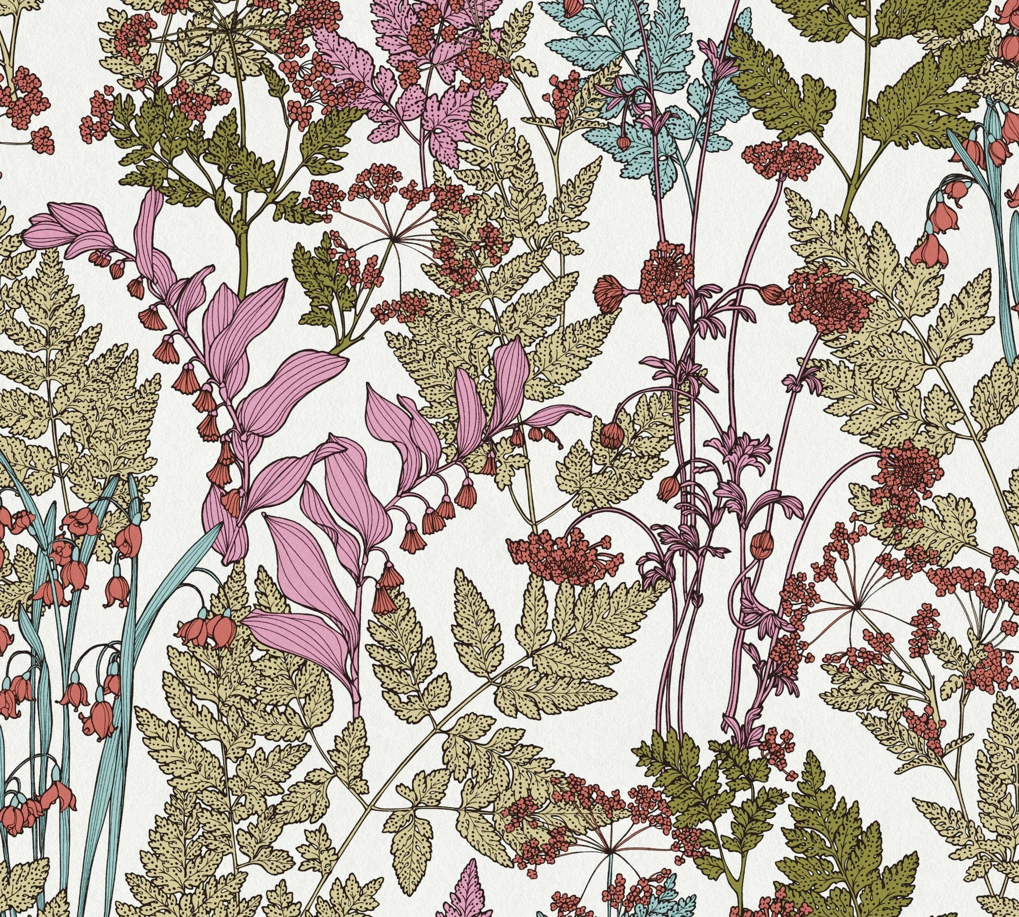 botanisch, floral, bunt/grün/blau Vliestapete Impression, Paper Blumen Création Tapete Floral Architects A.S. glatt,