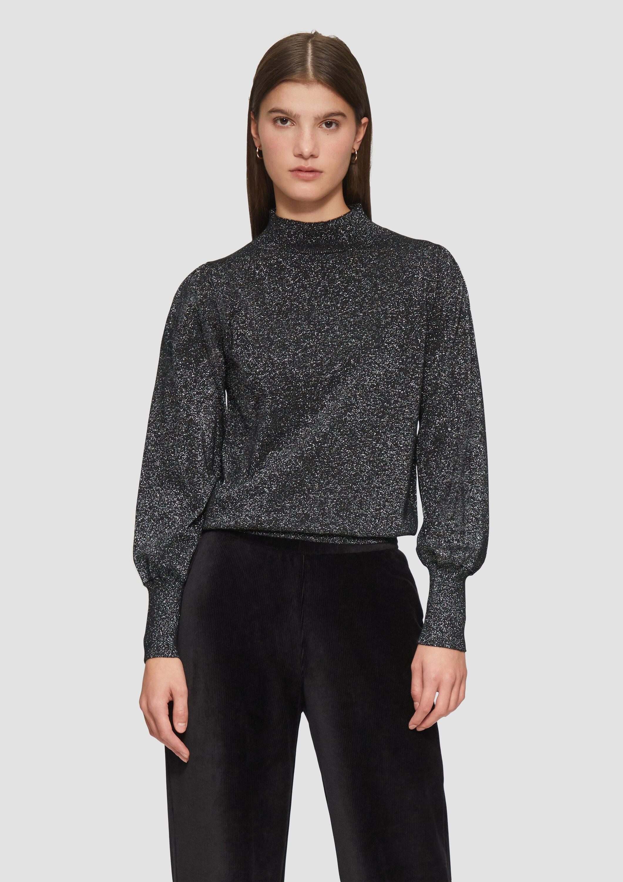 QS Longpullover Strickpullover Weicher Pullover mit Puffärmel und Glitzeref günstig online kaufen