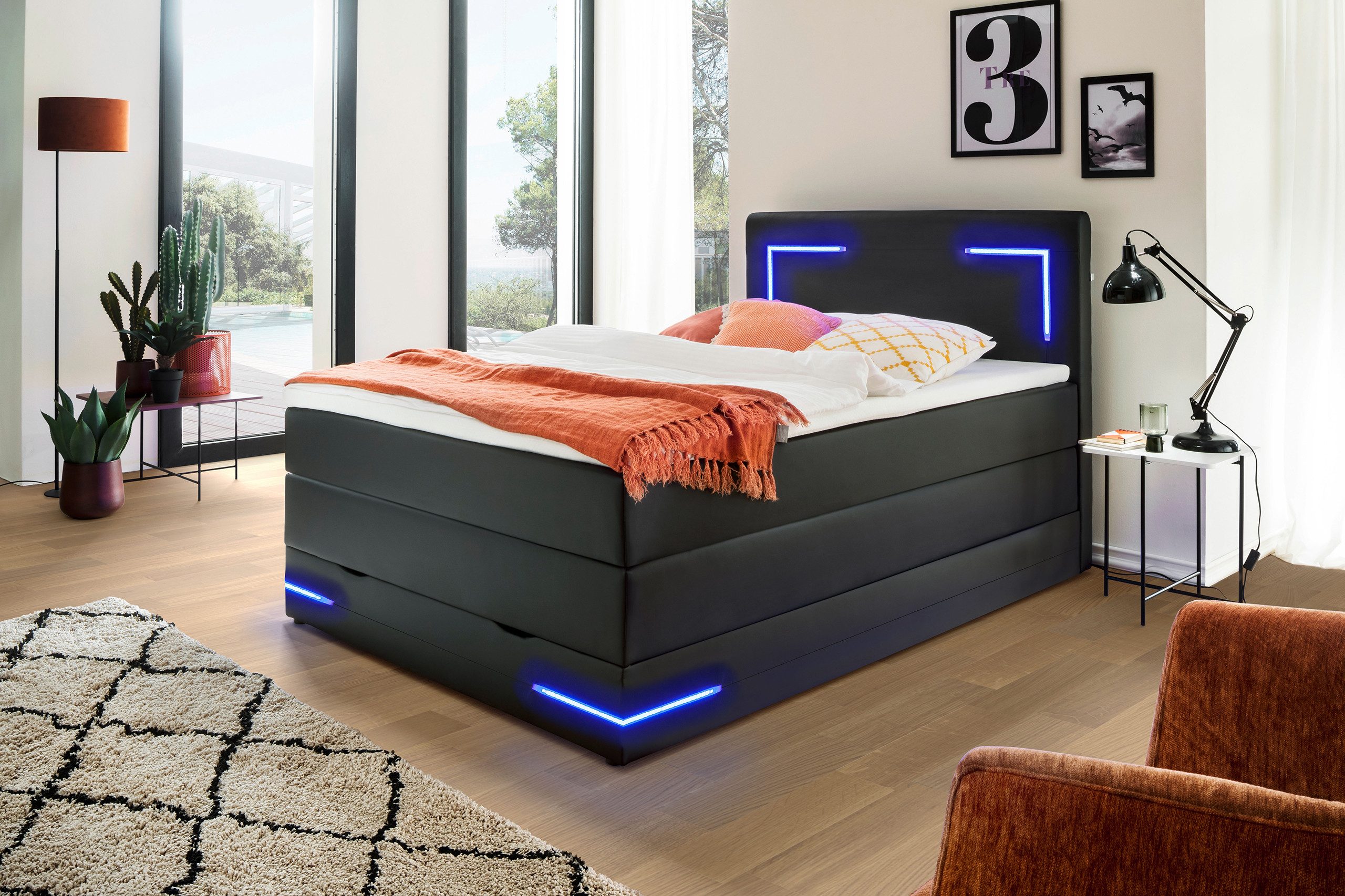 wonello Boxspringbett Lights 2.0, mit LED günstig online kaufen
