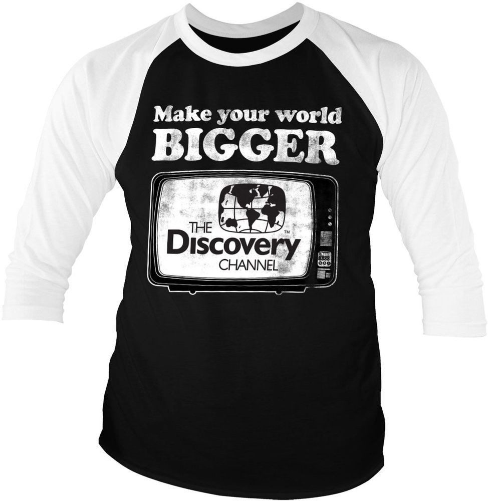 Discovery T-Shirt Make Your World Bigger Baseball 3/4 Sleeve Tee
