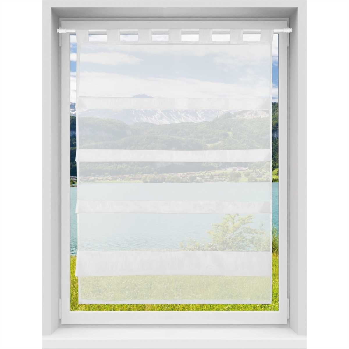 Bestlivings Vorhang (1 St), Schlaufen, transparent, Microfaser, Küchengardine in "Raffoptik", Transparente Bistrogardine mit Schlaufen