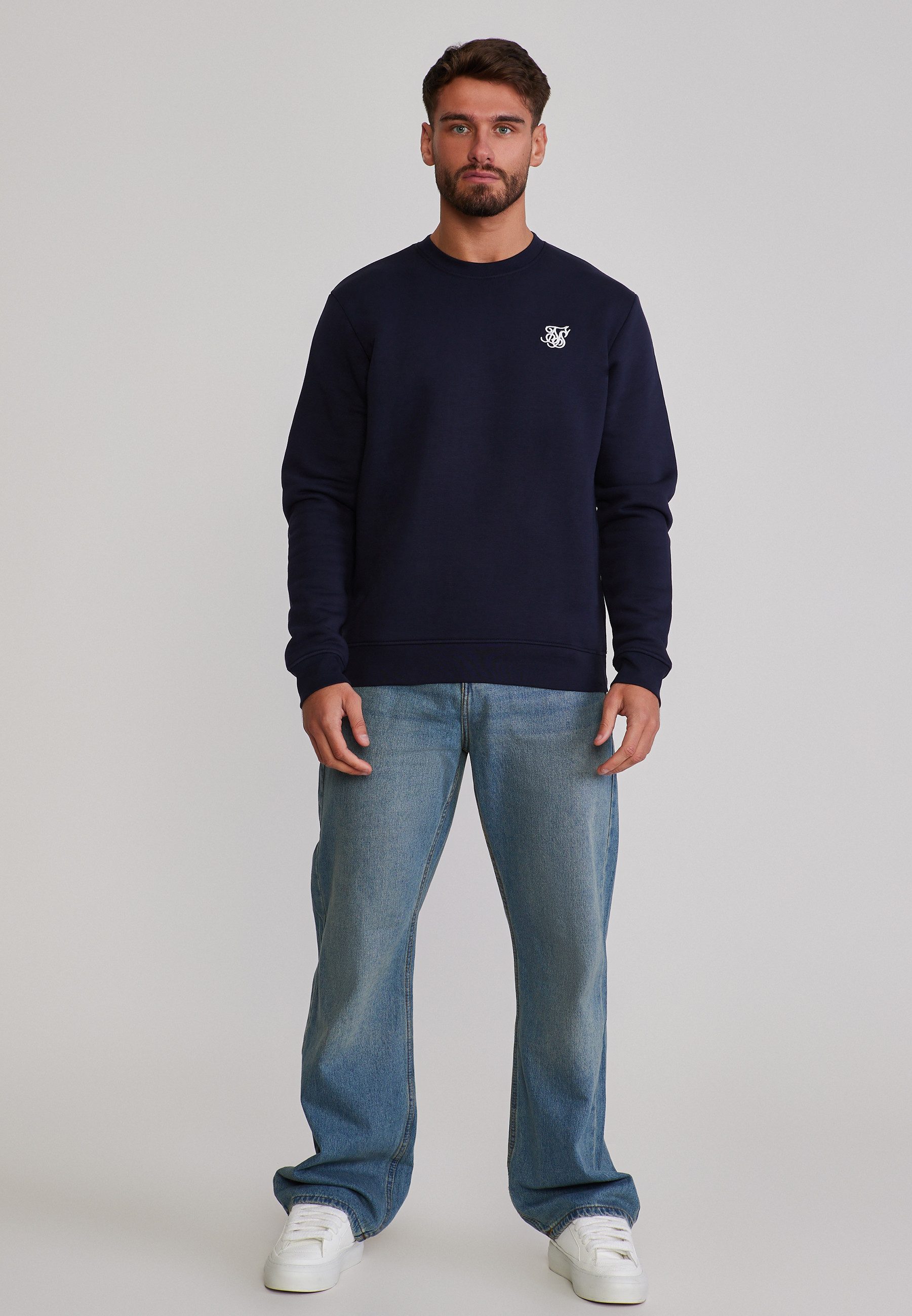 Sweatshirt SikSilk Herren Navyblau Essentials Sweater