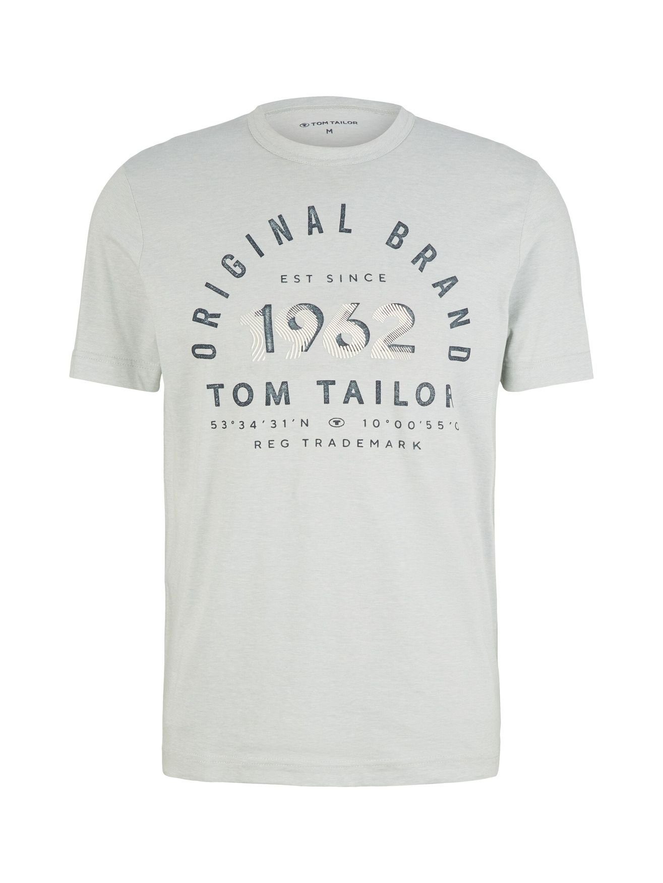 TOM TAILOR T-Shirt Gestreiftes T-Shirt Bedrucktes Rundhals Weiß (1-tlg) mit Shirt Print in 5572