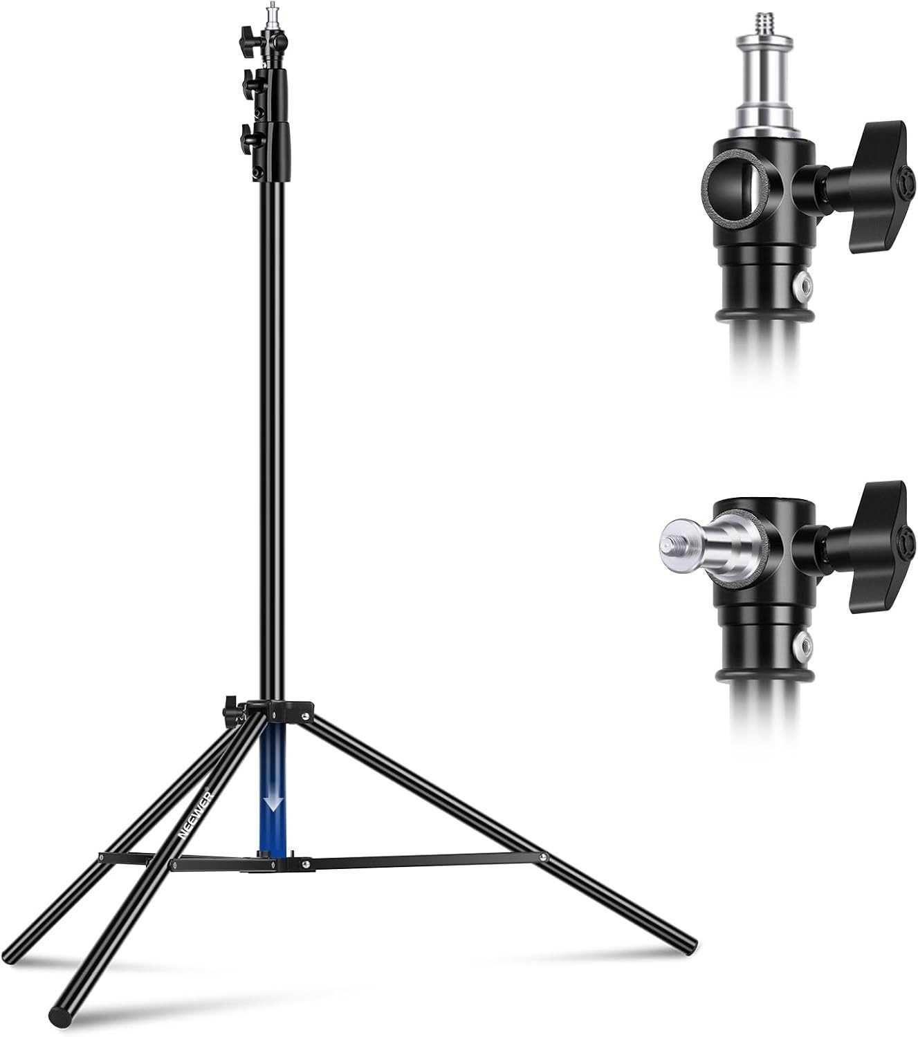 Neewer 2,8m Lichtstativ, ST-280AC Luftgepolstertes Heavy Duty Metallstativ Lampenstativ (für Ringlicht Fotografie Lampen mit 1/4" zu 3/8" Schraubadapter)